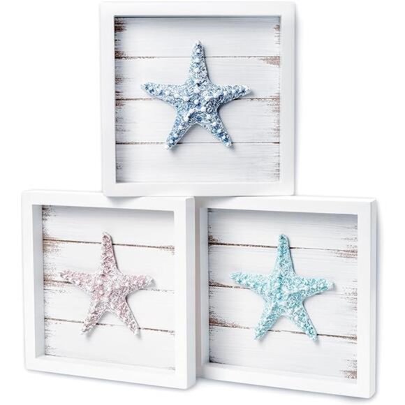 Beach Decor Starfish Wall ArtCoastal 3D Seashell Decor, Beach Wall Decor - Picture 8 of 8